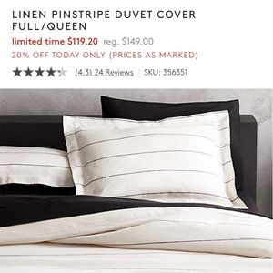 CB2 Linen Pinstripe Duvet Cover- Ivory